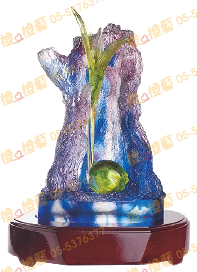 琉璃獎座「萌茁」-獎牌獎座獎盃藝品「退休、績優表揚、升官、榮陞」-鏤空彩色琉璃