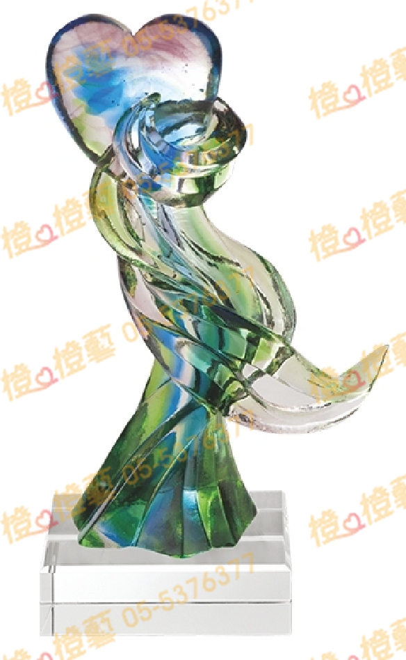 琉璃獎座「真心感謝」-獎牌獎座獎盃藝品「退休、績優表揚、升官、榮陞」-鏤空彩色琉璃