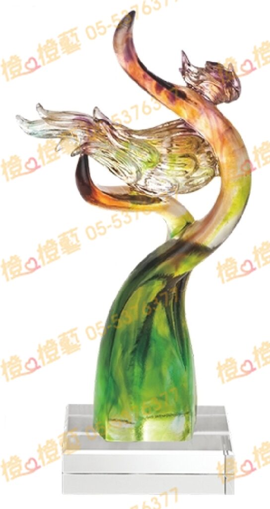 琉璃獎座「舞動」-獎牌獎座獎盃藝品「退休、績優表揚、升官、榮陞」-鏤空彩色琉璃
