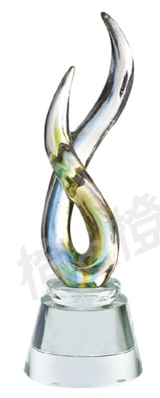 琉璃獎座「生生不息」-獎牌獎座獎盃藝品「退休、績優表揚、升官、榮陞」-鏤空彩色琉璃