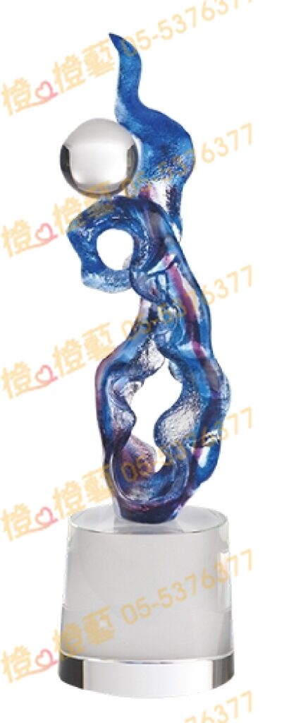 琉璃獎座「耀」-獎牌獎座獎盃藝品「退休、績優表揚、升官、榮陞」-鏤空彩色琉璃