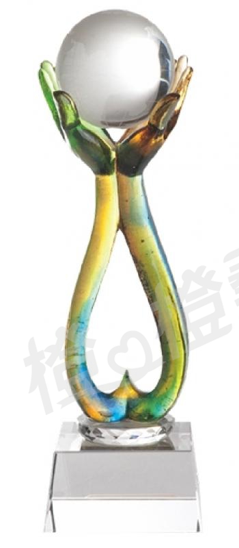 琉璃獎座「運籌帷幄」-獎牌獎座獎盃藝品「退休、績優表揚、升官、榮陞」-鏤空彩色琉璃