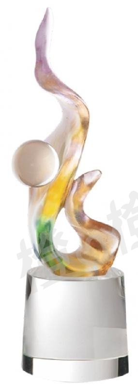 琉璃獎座「夏之舞」-獎牌獎座獎盃藝品「退休、績優表揚、升官、榮陞」-鏤空彩色琉璃