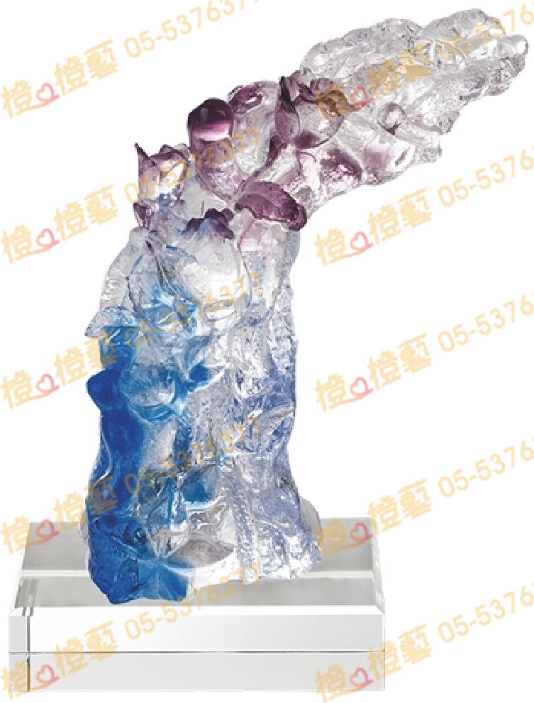 琉璃獎座「花悅」-獎牌獎座獎盃藝品「退休、績優表揚、升官、榮陞」-鏤空彩色琉璃