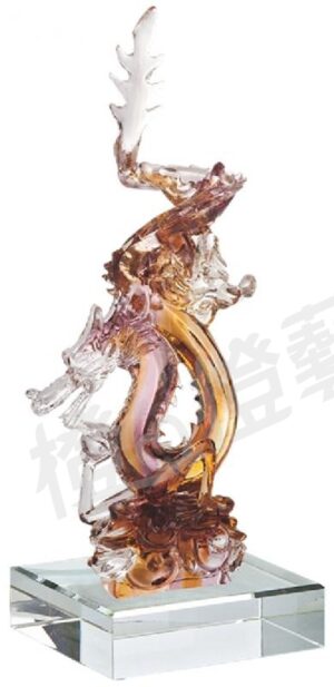 琉璃獎座「風起雲湧」-獎牌獎座獎盃藝品「退休、績優表揚、升官、榮陞」-鏤空彩色琉璃