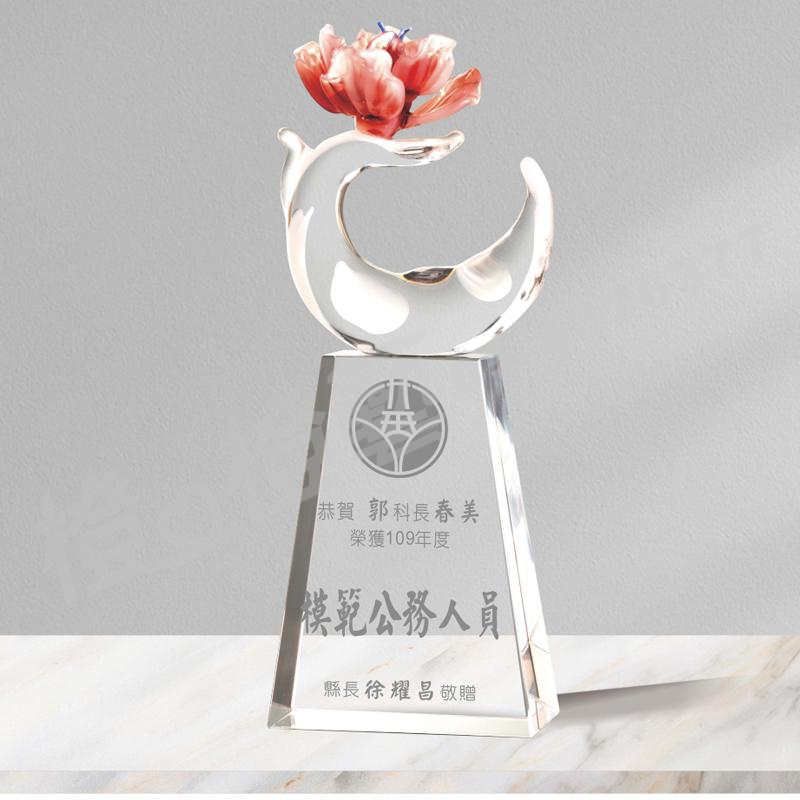富貴吉祥/凝聚/綻放未來 琉璃獎座 琉璃藝品 水晶藝品