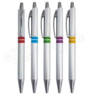 銀管鳳梨花原子筆-藍色/大容量筆芯/金屬質感/辦公文具