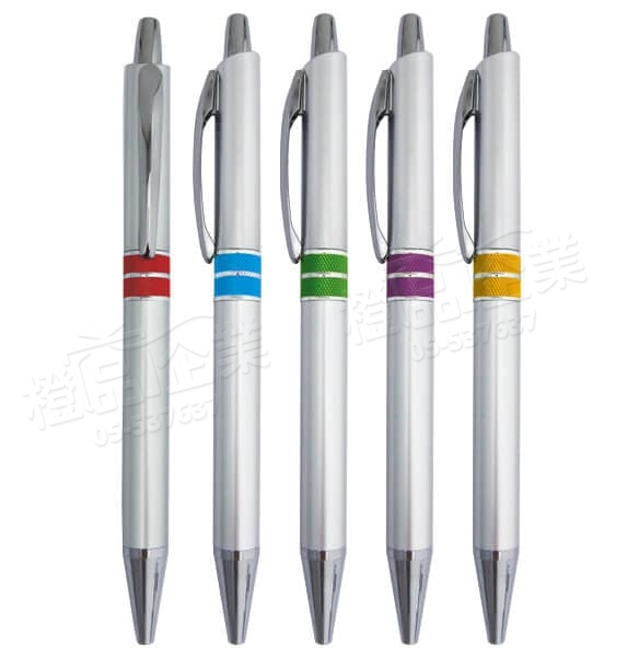 銀管鳳梨花原子筆-藍色/大容量筆芯/金屬質感/辦公文具